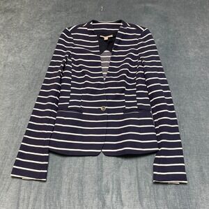 Banana Republic Blazer Jacket Womens 4 Blue White Striped Casual Career Oxford